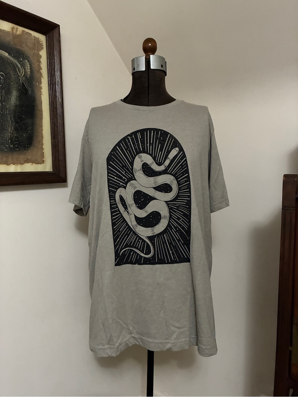 Bella Canvas Light Gray Tee with Black Snake Graphic